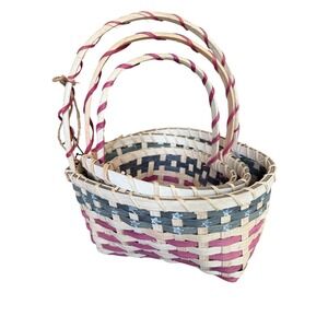 Handmade Woven Baskets‎ Nesting Set of 3 Heart Shaped Americana Farmhouse Decor